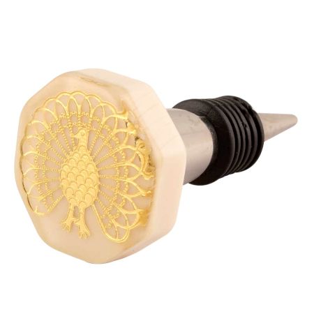 Golden Peacock Octagon Resin Wine Stopper